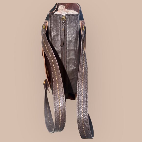 The Sak Kendra Work Tote Brown Teak Multi Leather Bag Pockets Boho Hobo Carryall - Picture 7 of 10